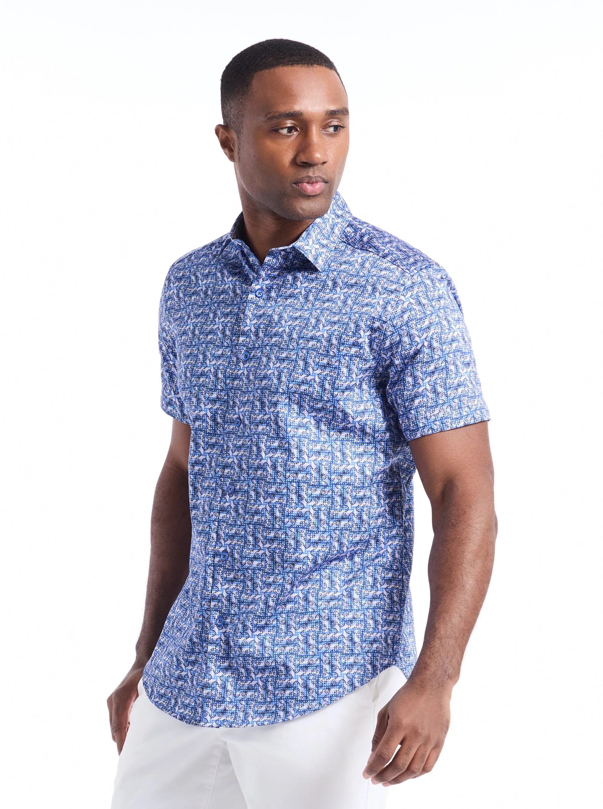 DYER SHORT SLEEVE BUTTON DOWN SHIRT sold by Robert Graham product image thumbnail 5