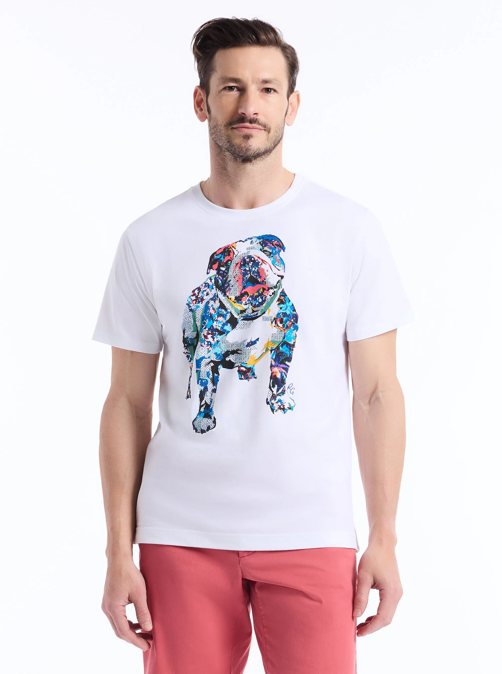 COLLAGE GRAHAM SHORT SLEEVE BUTTON DOWN T-SHIRT sold by Robert Graham
