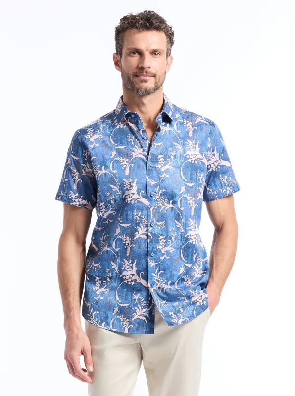 JUNIPERO SHORT SLEEVE BUTTON DOWN SHIRT made by Robert Graham