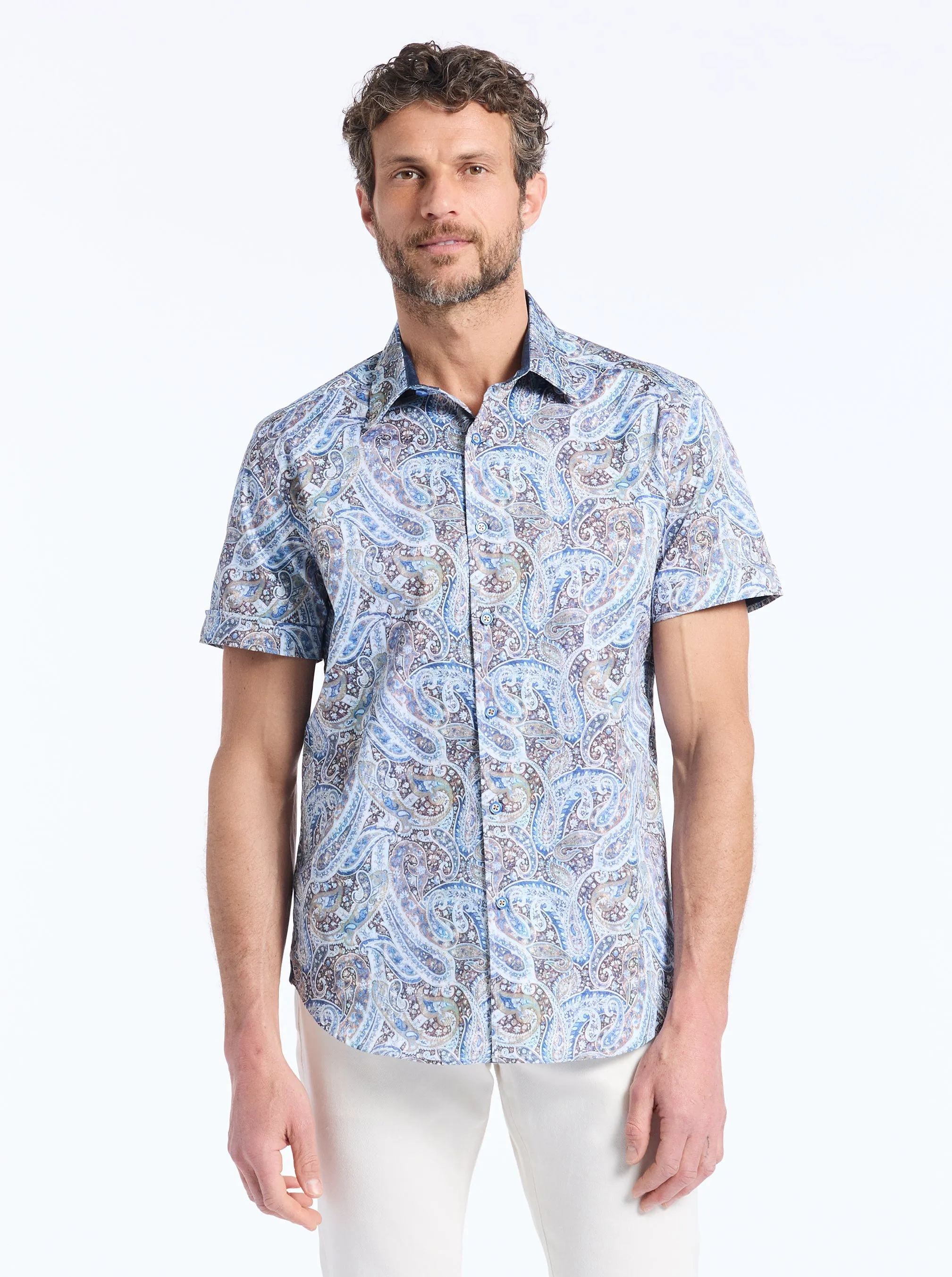 MELROSE SHORT SLEEVE BUTTON DOWN SHIRT sold by Robert Graham
