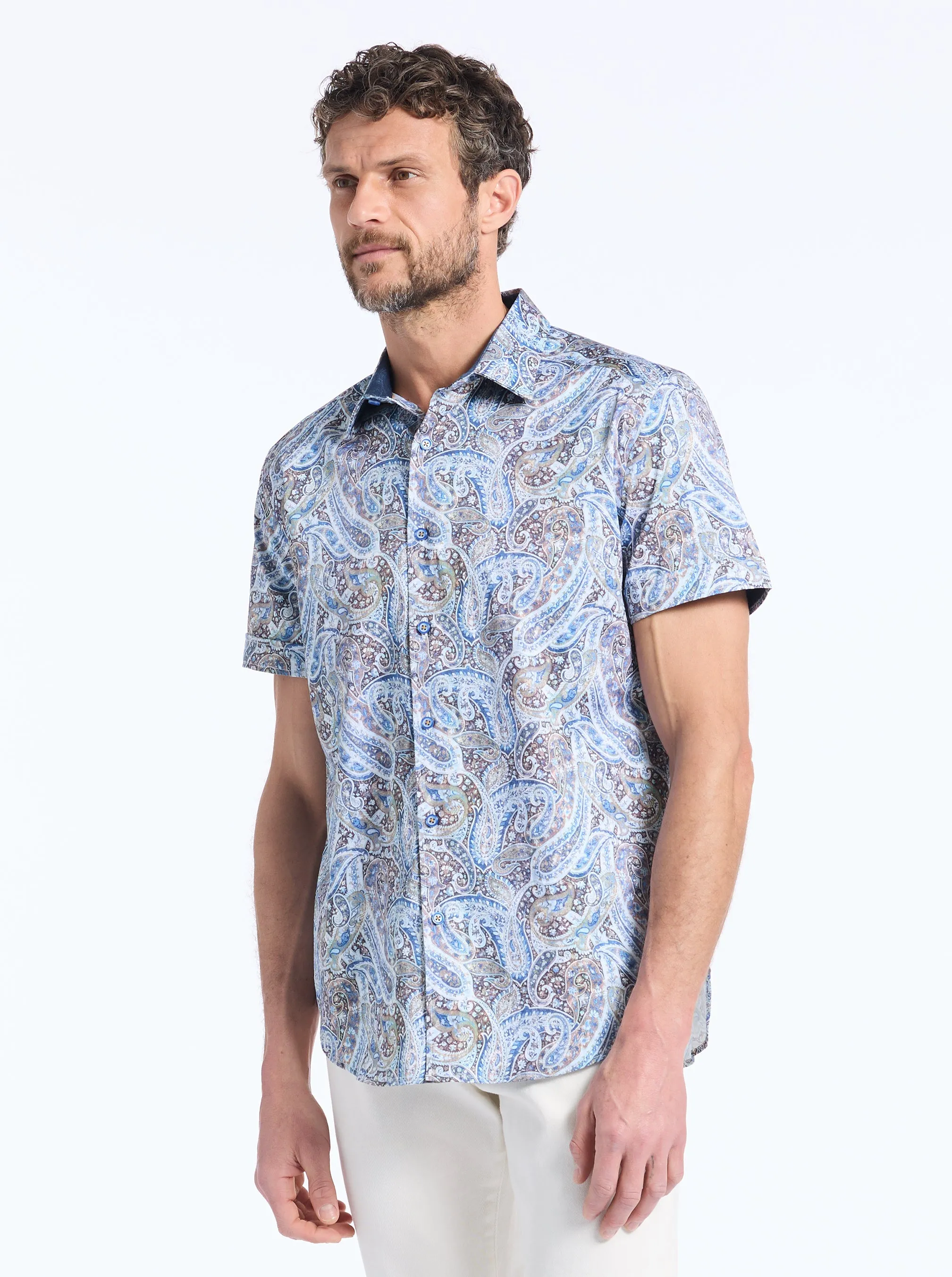 MELROSE SHORT SLEEVE BUTTON DOWN SHIRT sold by Robert Graham product image thumbnail 5