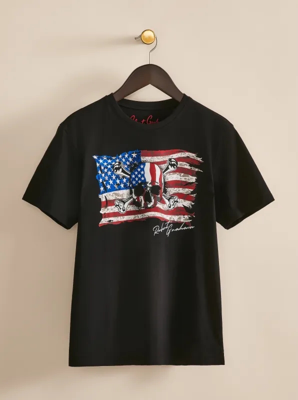 SKULL FLAG SHORT SLEEVE T-SHIRT made by Robert Graham