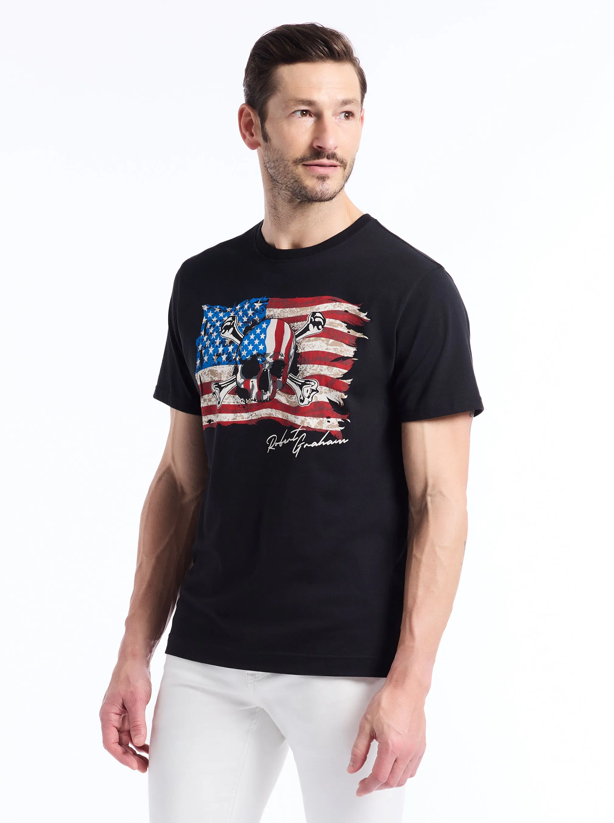 SKULL FLAG SHORT SLEEVE T-SHIRT sold by Robert Graham product image thumbnail 5