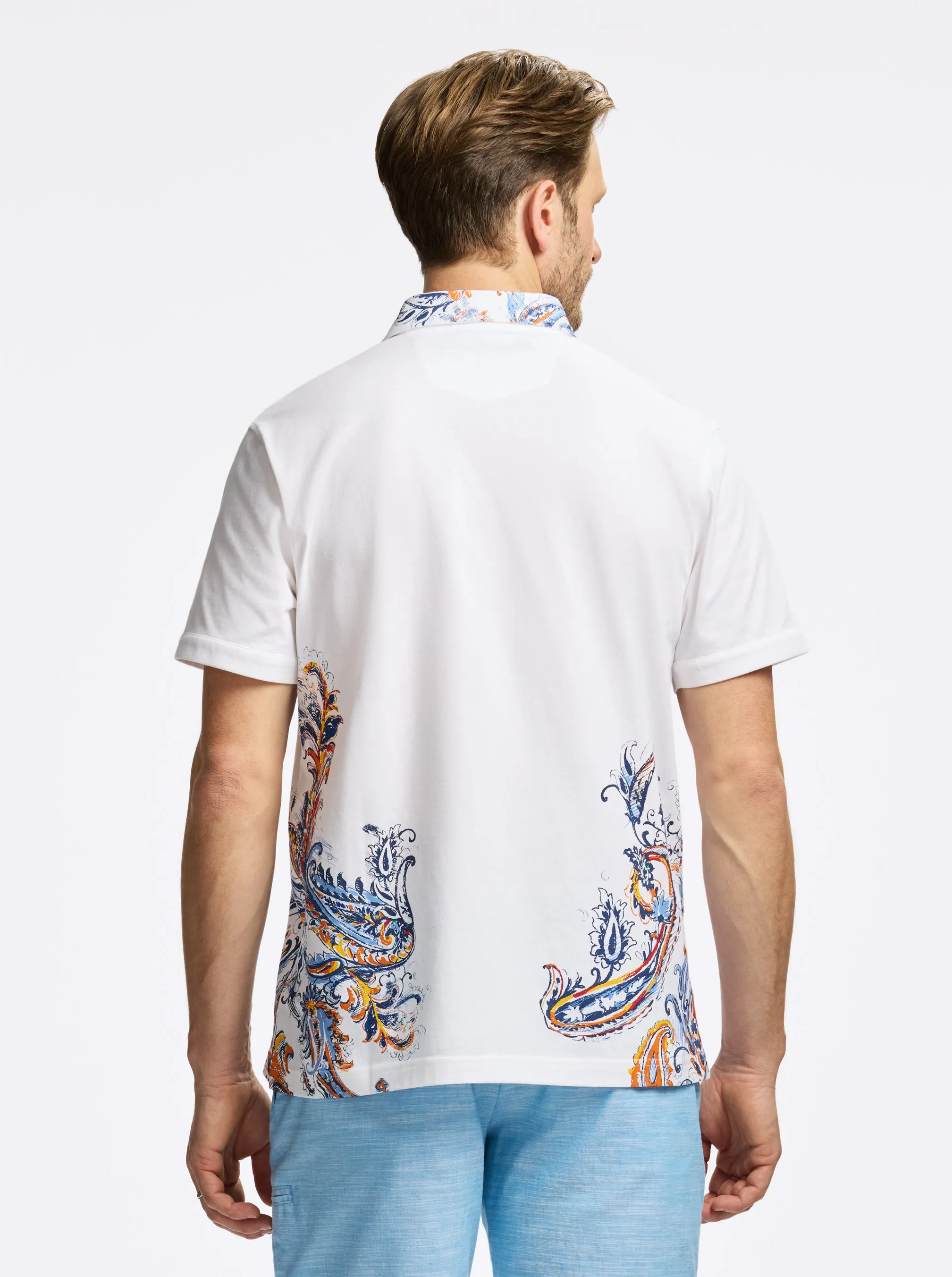 ORANGE PAISLEY SHORT SLEEVE BUTTON DOWN SHIRT sold by Robert Graham product image thumbnail 4