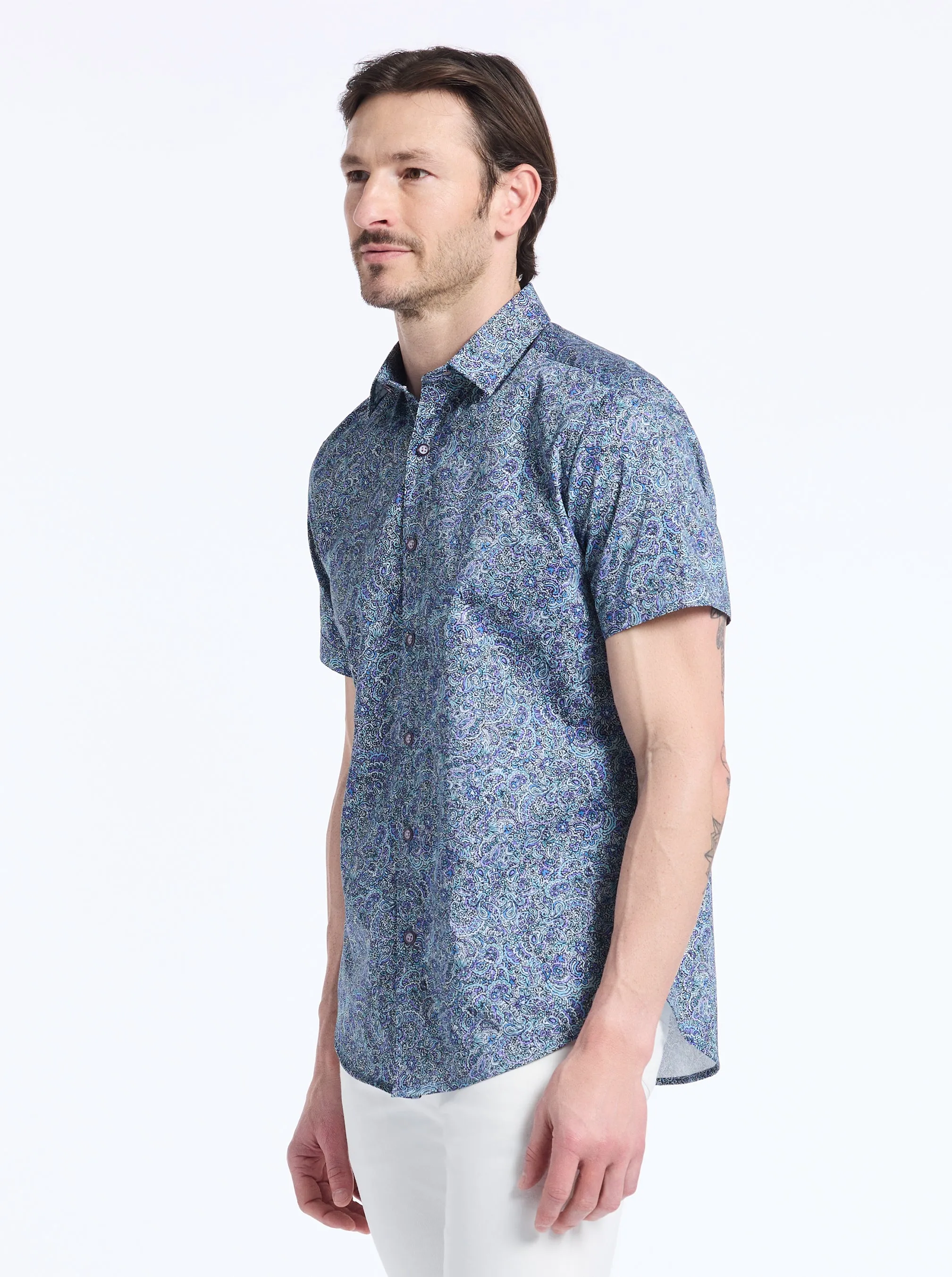 SEATON SHORT SLEEVE BUTTON DOWN SHIRT sold by Robert Graham product image thumbnail 4