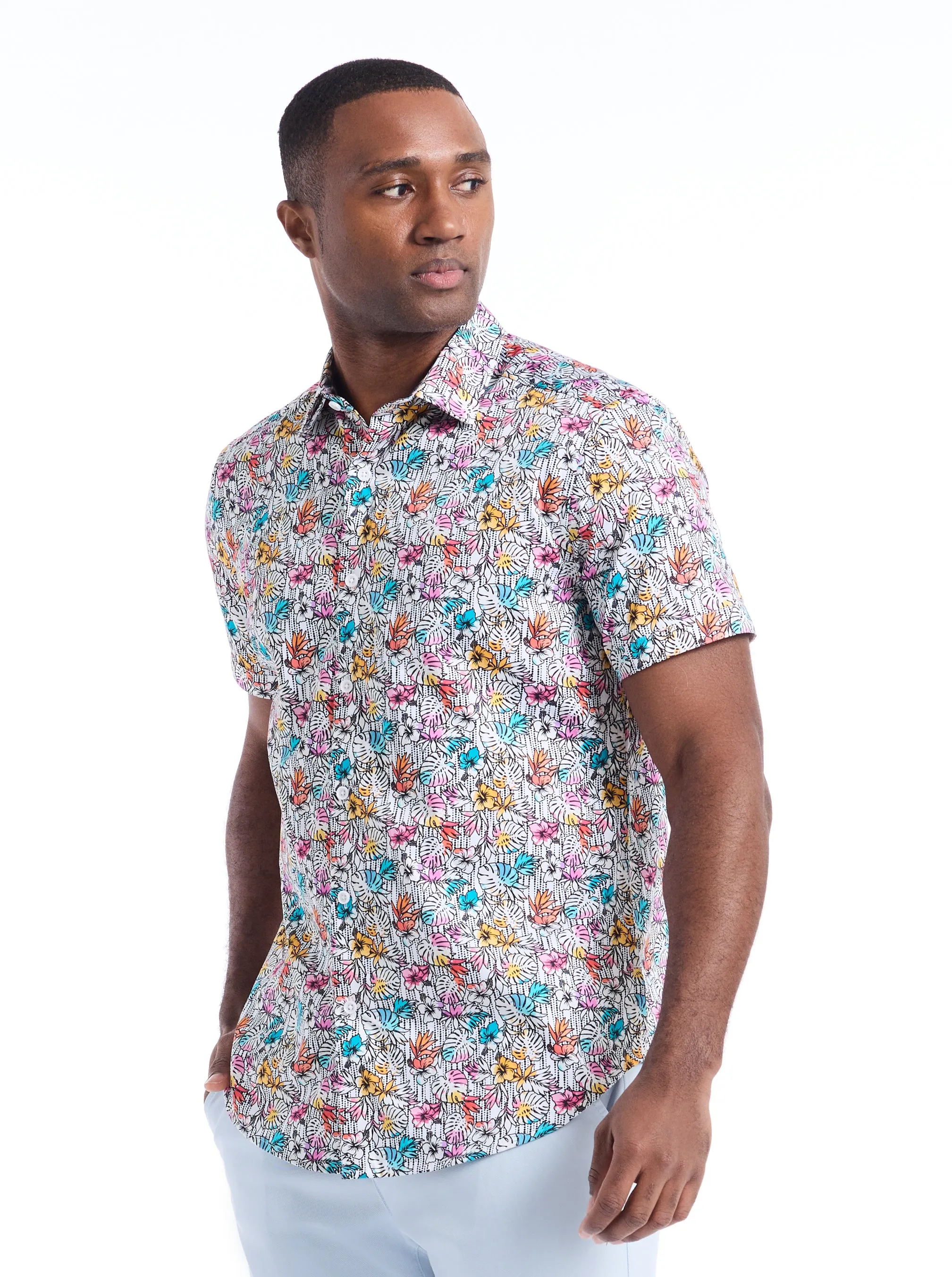 BENLOCH SHORT SLEEVE BUTTON DOWN SHIRT sold by Robert Graham product image thumbnail 5