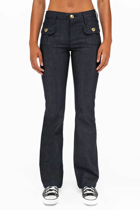 WOMENS MILITARY STYLE BOOT LEG JEANS IN RAW sold by Robin's Jean