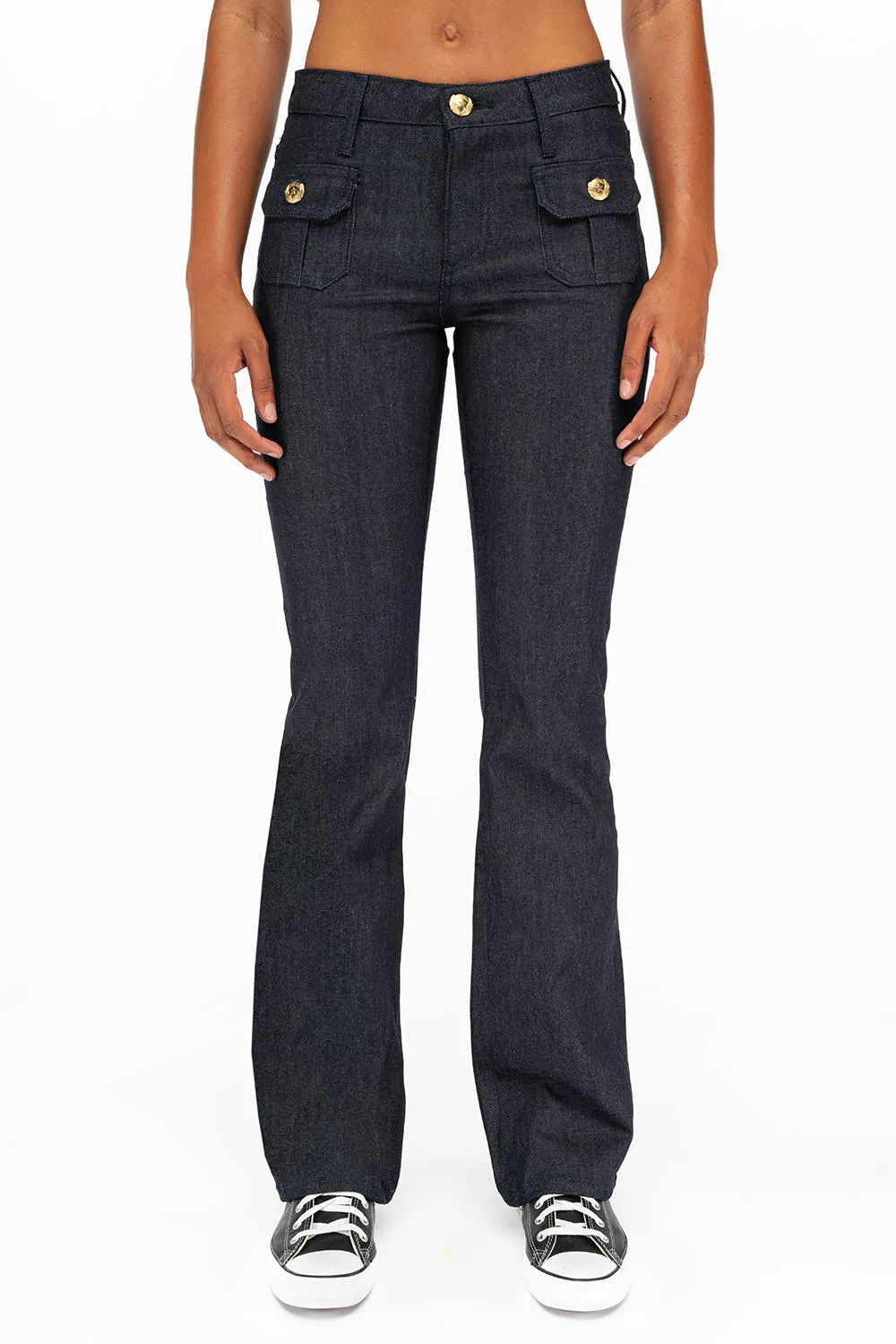 WOMENS MILITARY STYLE BOOT LEG JEANS IN RAW sold by Robin's Jean
