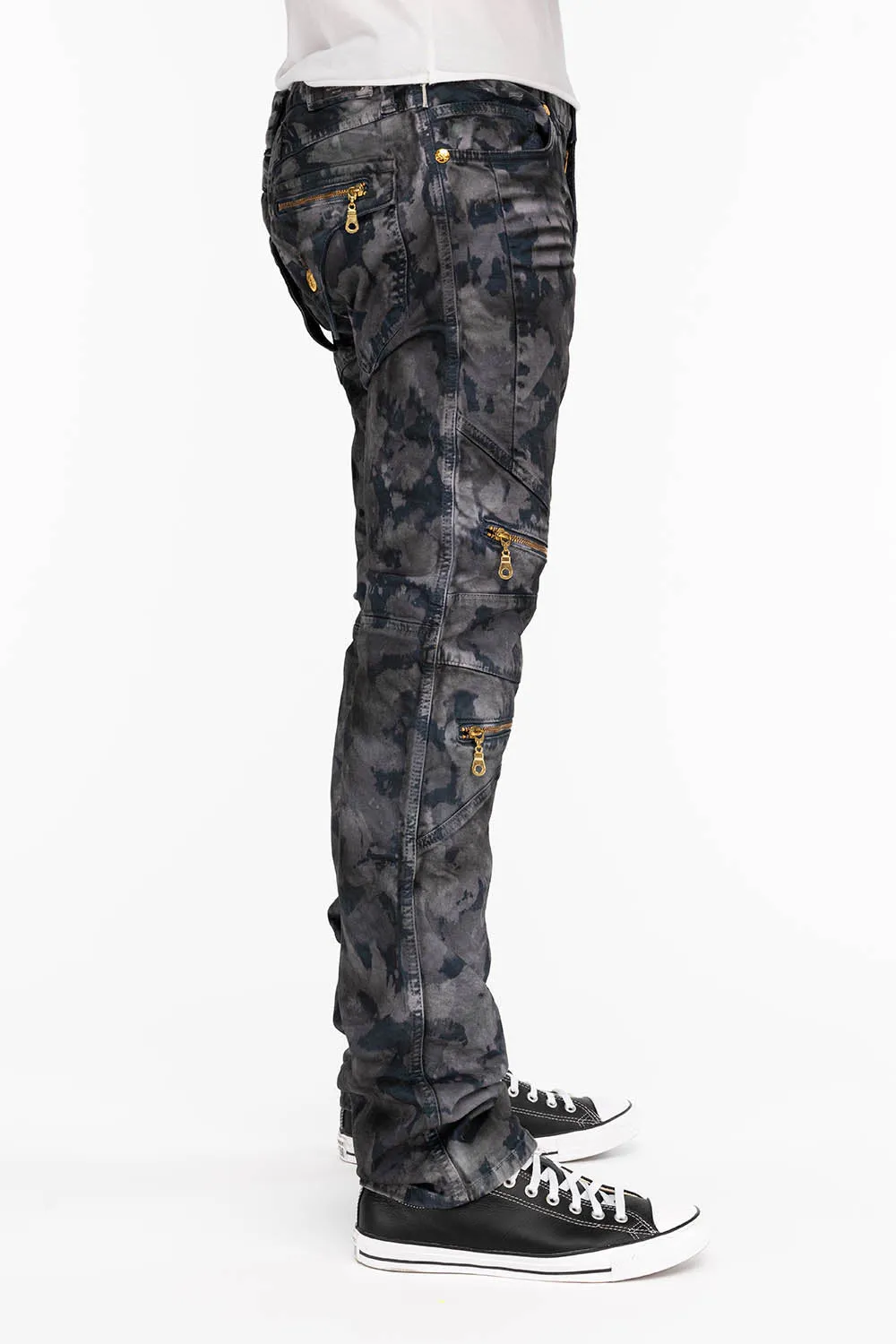 MENS BIKER JEANS IN TIE DYE CAMO GRAY sold by Robin's Jean product image thumbnail 4