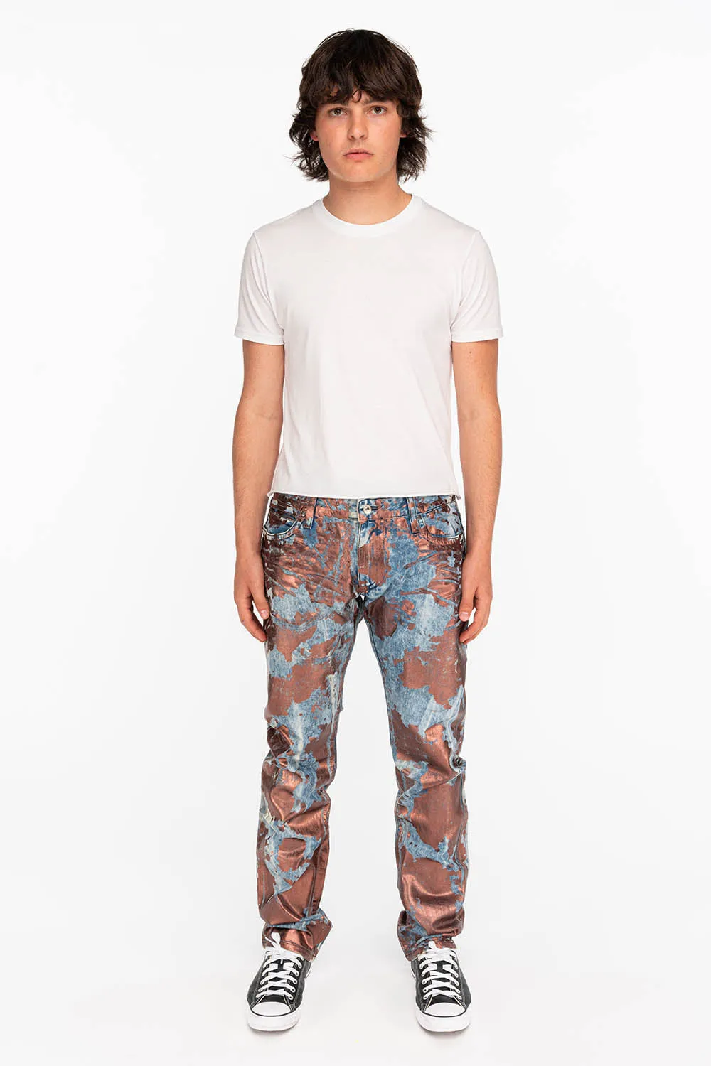 MENS LONG FLAP SLIM JEANS IN GOOD TIME COPPER WITH CRYSTALS sold by Robin's Jean product image thumbnail 5