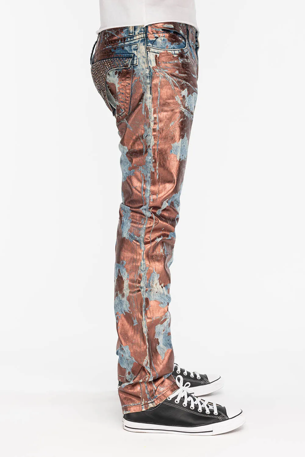 MENS LONG FLAP SLIM JEANS IN GOOD TIME COPPER WITH CRYSTALS sold by Robin's Jean product image thumbnail 2