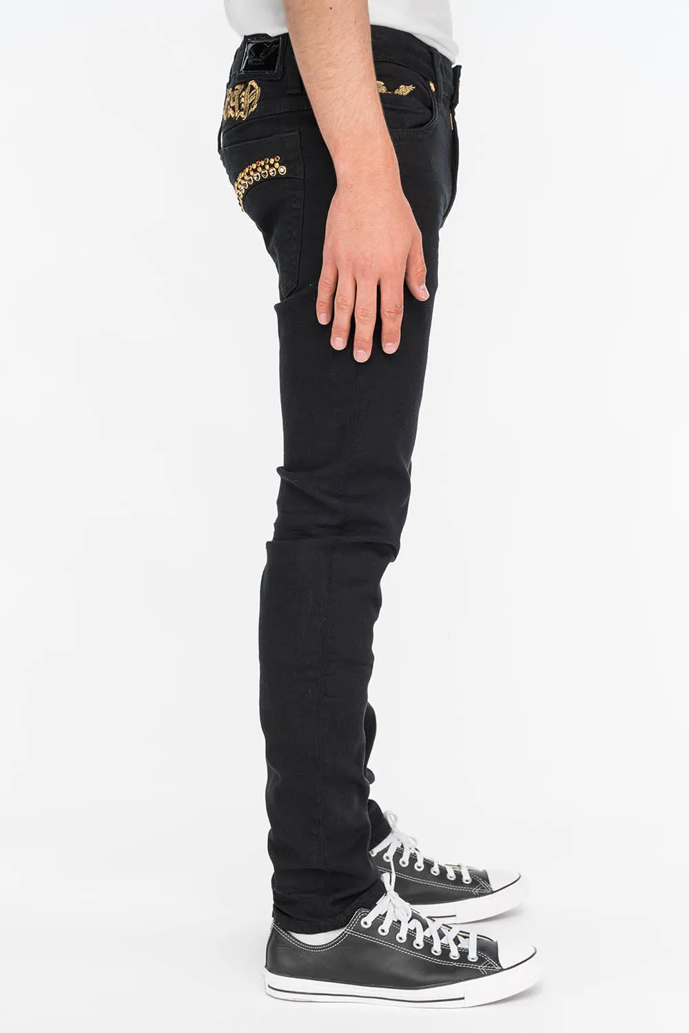 SKINNY IN BLACK WITH BLACK DIAMOND AND RED CRYSTALS sold by Robin's Jean product image thumbnail 3