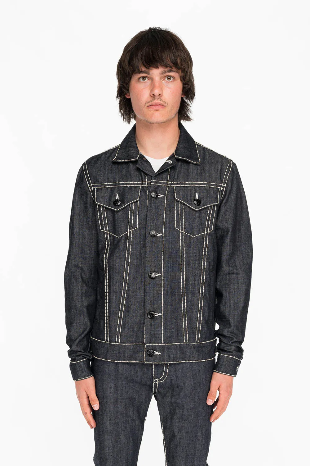 【ANGLAN】Stitch Raw Denim Jacket Raw Denim In-stitch Jacket – Estudio Niksen