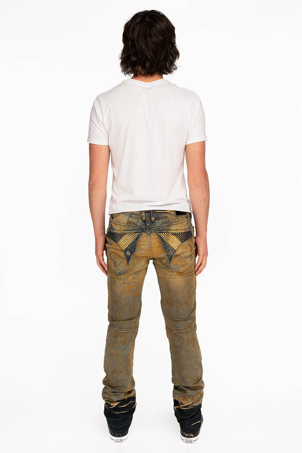 LONG FLAP MENS SKINNY BIKER JEANS WITH CRYSTALS IN CHICAGO sold by Robin's Jean product image thumbnail 5