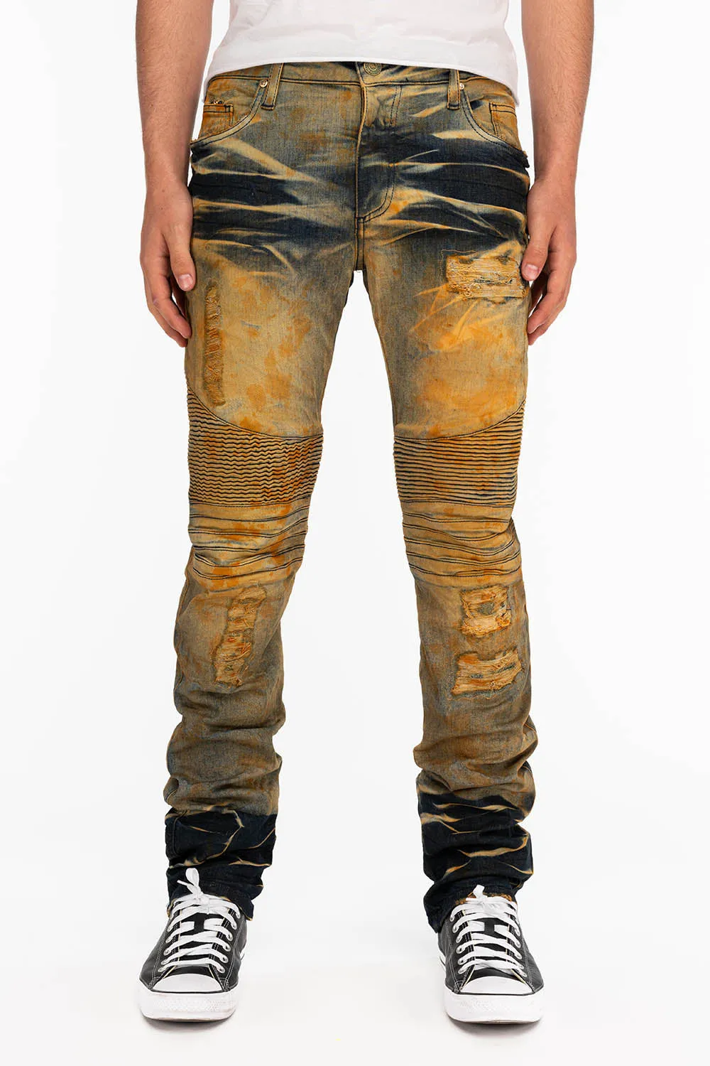 LONG FLAP MENS SKINNY BIKER JEANS WITH CRYSTALS IN CHICAGO sold by Robin's Jean product image thumbnail 2