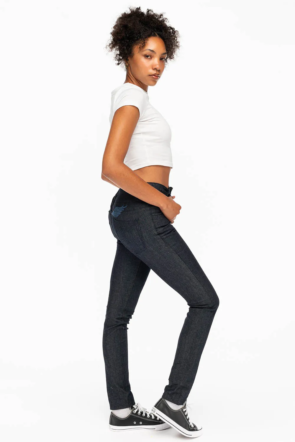 WOMENS DOUBLE WAISTBAND HIGH RISE SKINNY JEANS IN RAW sold by Robin's Jean product image thumbnail 5