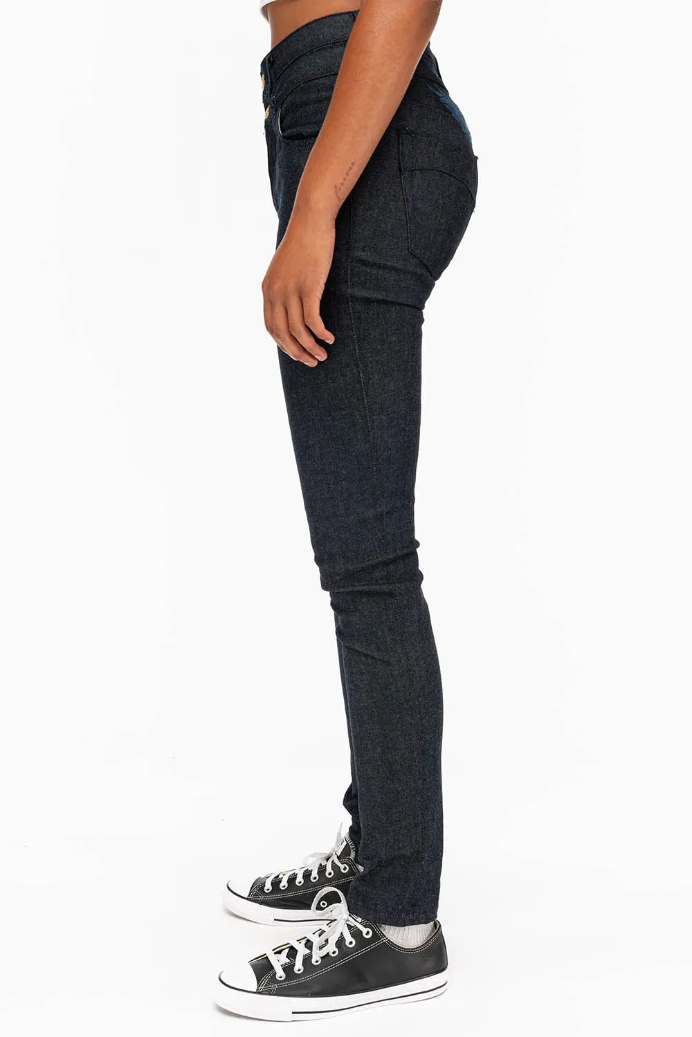 WOMENS DOUBLE WAISTBAND HIGH RISE SKINNY JEANS IN RAW sold by Robin's Jean product image thumbnail 2