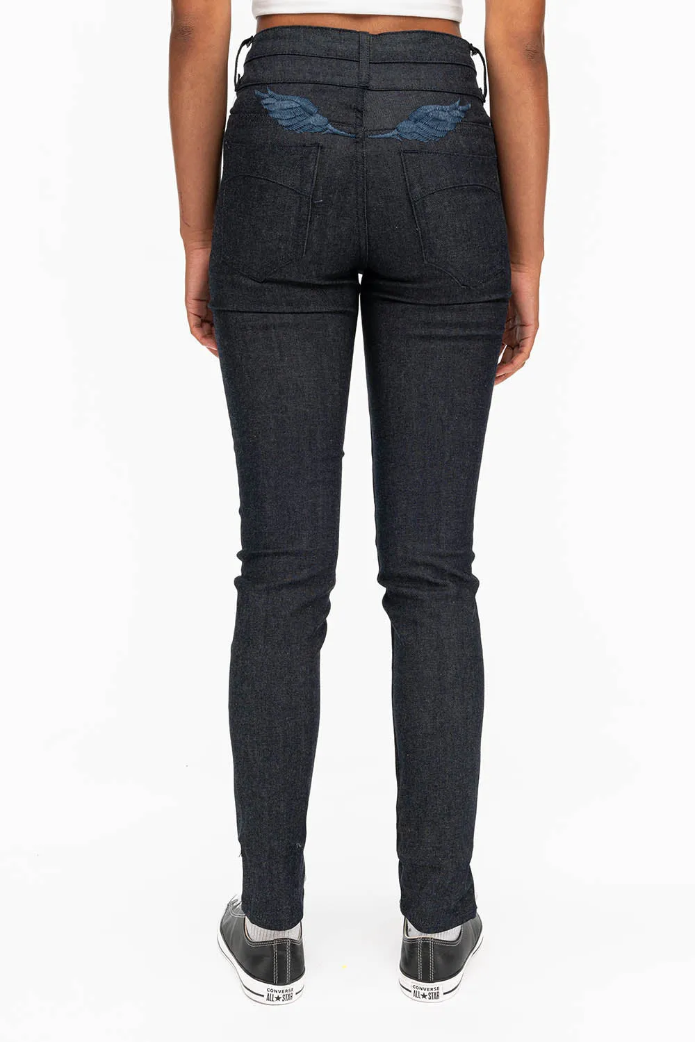 WOMENS DOUBLE WAISTBAND HIGH RISE SKINNY JEANS IN RAW sold by Robin's Jean product image thumbnail 3