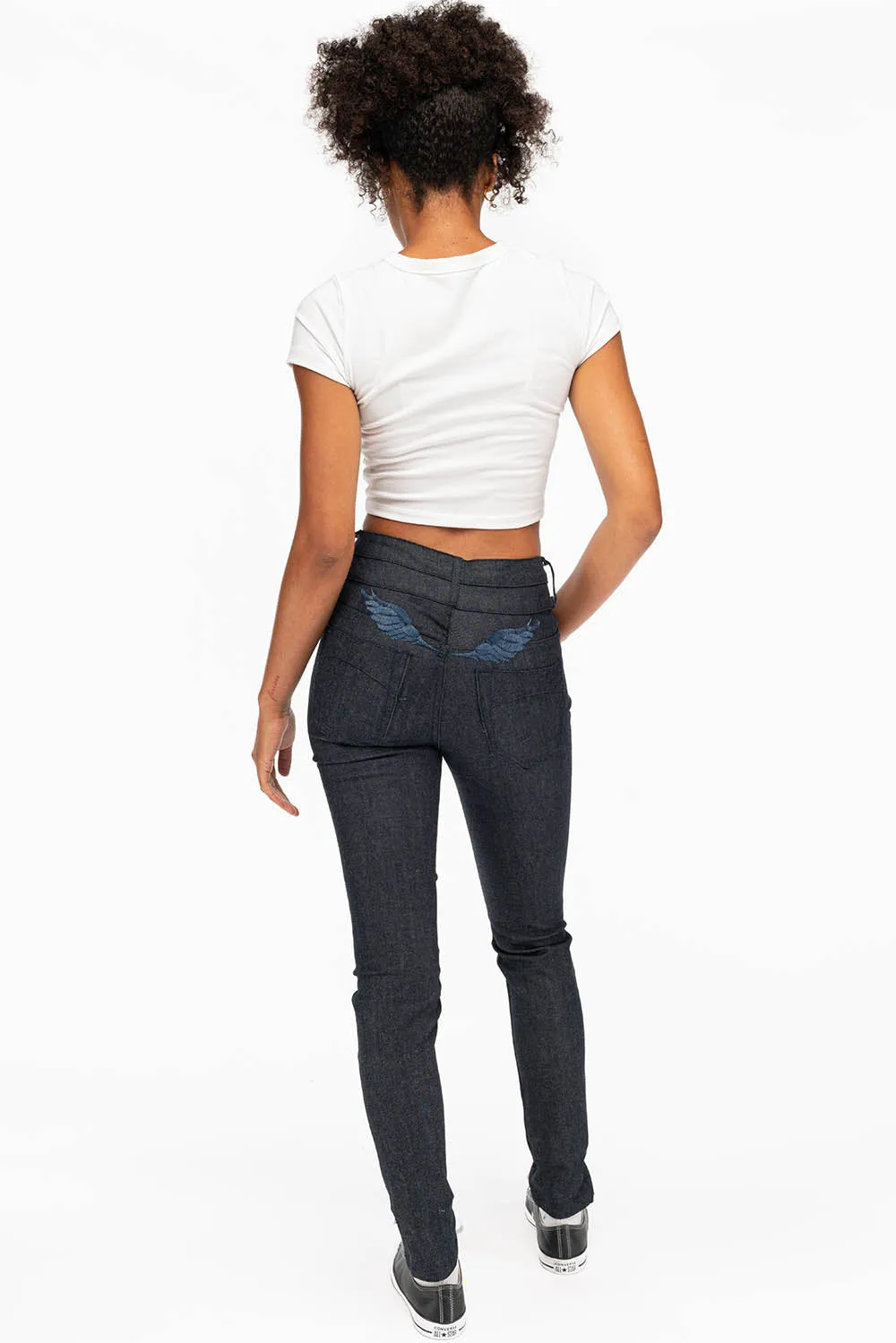WOMENS DOUBLE WAISTBAND HIGH RISE SKINNY JEANS IN RAW sold by Robin's Jean product image thumbnail 4