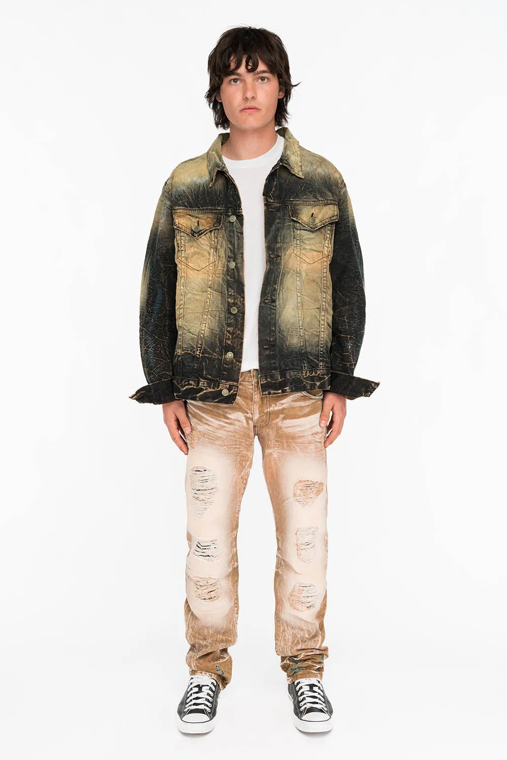 MINI FLAP MENS SLIM JEANS IN AMARETO DESTROY BACKING sold by Robin's Jean product image thumbnail 3