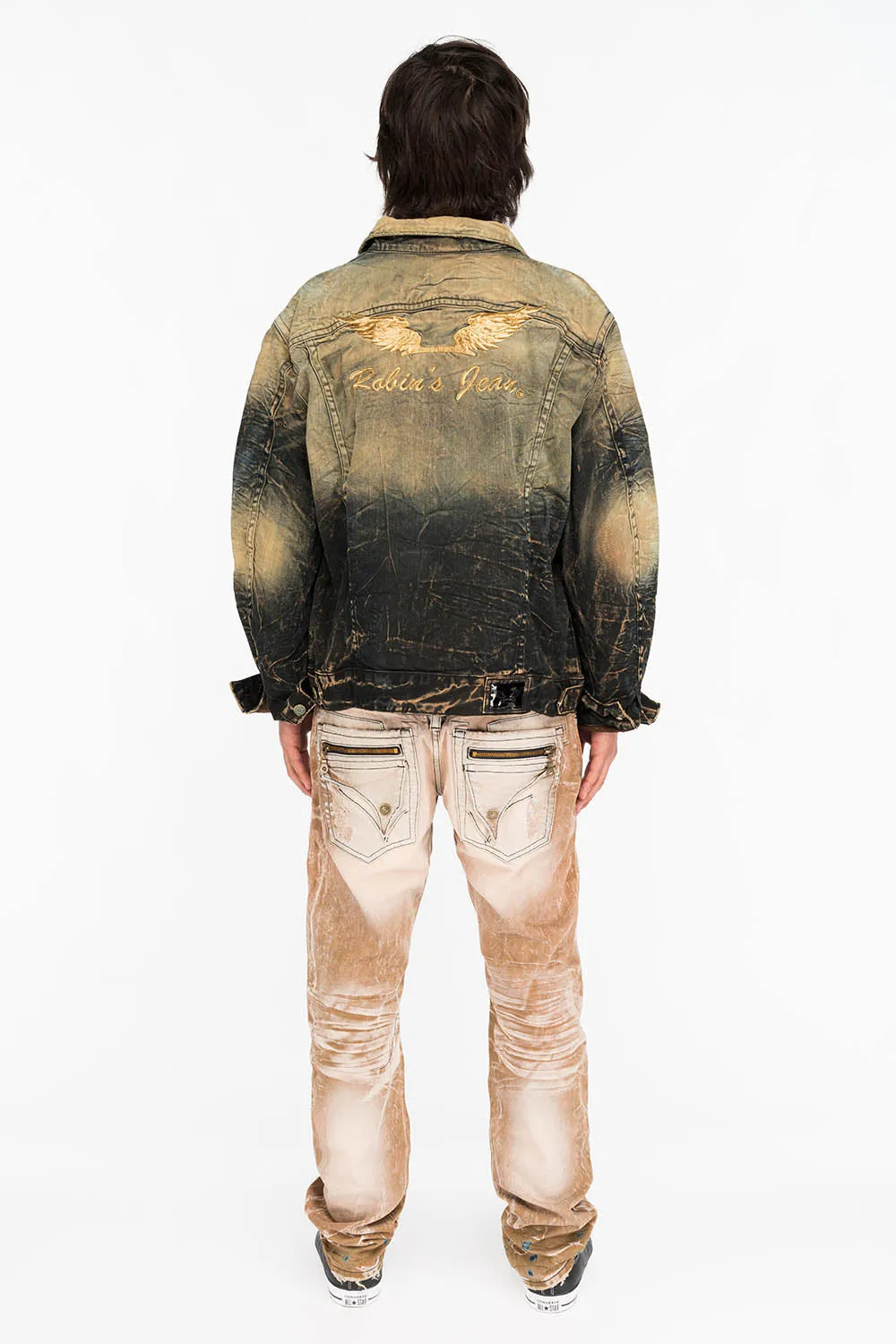 MINI FLAP MENS SLIM JEANS IN AMARETO DESTROY BACKING sold by Robin's Jean product image thumbnail 5