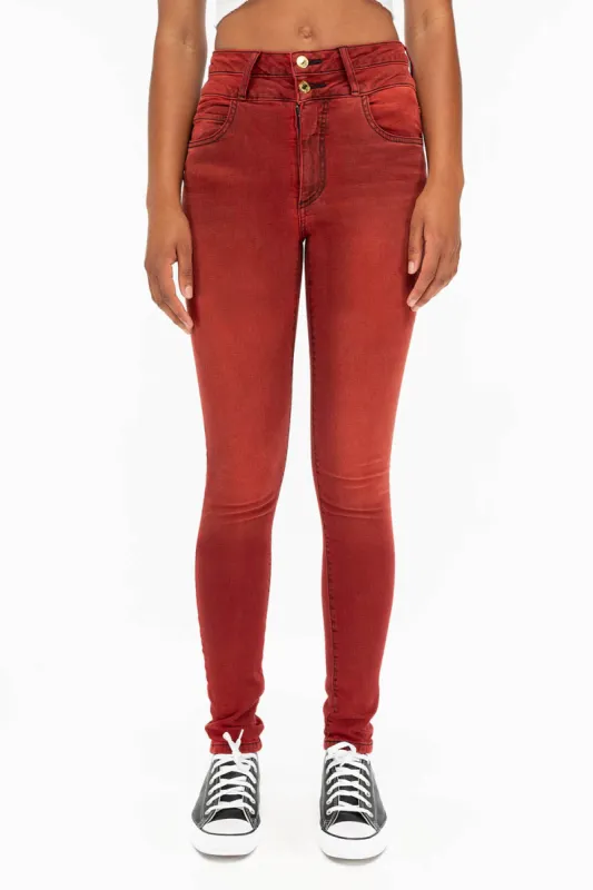 ROBIN'S DOUBLE WAIST SKINNY IN F-UP RED sold by Robin's Jean