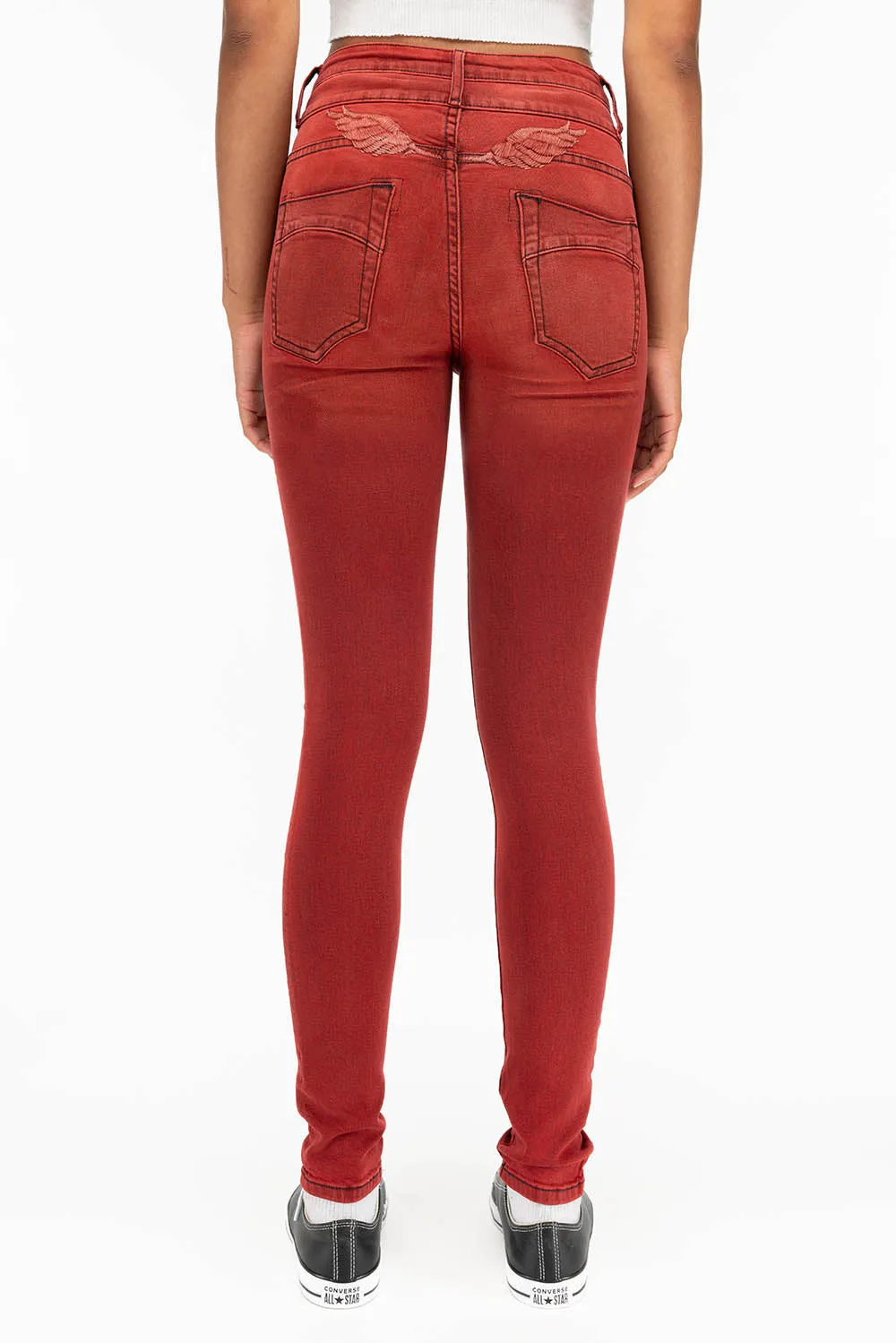 ROBIN'S DOUBLE WAIST SKINNY IN F-UP RED sold by Robin's Jean product image thumbnail 3