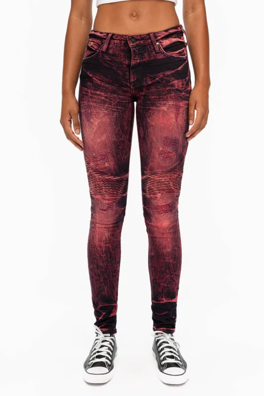 SKINNY WOMENS BIKER JEANS IN DISTRESSED DENIM IN YANKEE WASH sold by Robin's Jean