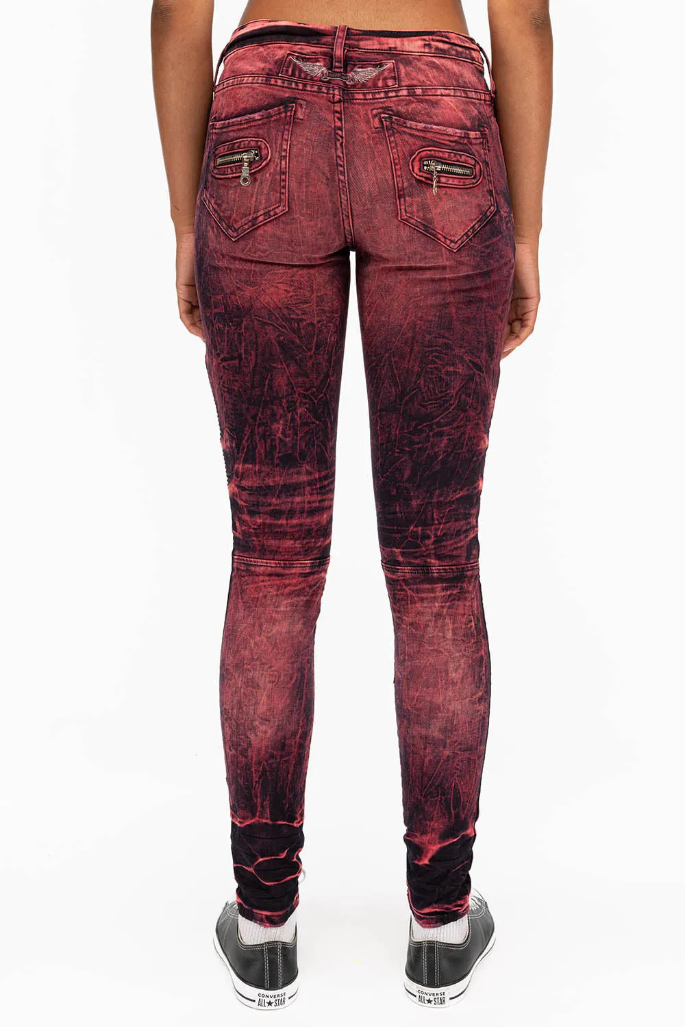 SKINNY WOMENS BIKER JEANS IN DISTRESSED DENIM IN YANKEE WASH sold by Robin's Jean product image thumbnail 3