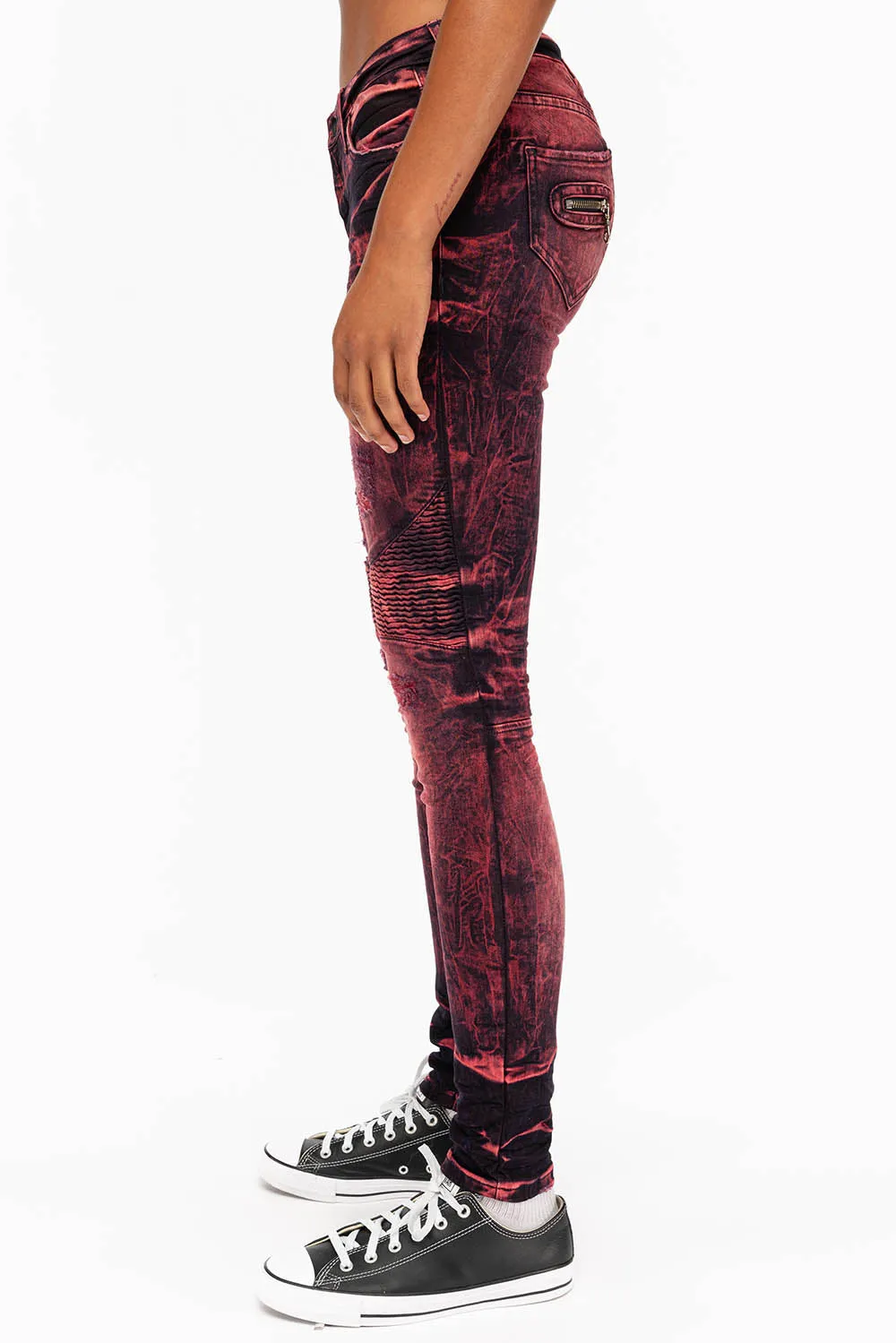 SKINNY WOMENS BIKER JEANS IN DISTRESSED DENIM IN YANKEE WASH sold by Robin's Jean product image thumbnail 2