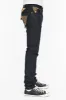 MENS RAW DENIM SLIM FIT KILLER FLAP JEANS WITH GOLD WINGS AND CRYSTALS sold by Robin's Jean