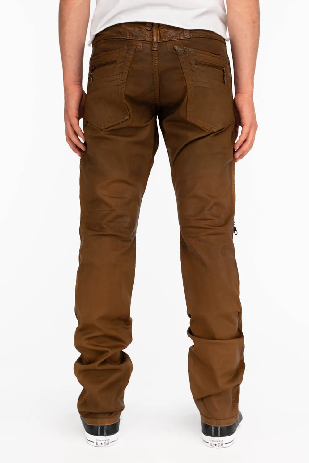 MEN'S BIKER SLIM JEANS IN SUEDE KHAKI COATING sold by Robin's Jean product image thumbnail 3