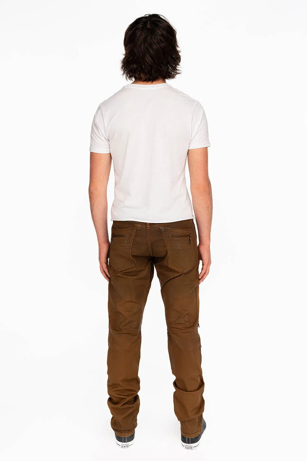 MEN'S BIKER SLIM JEANS IN SUEDE KHAKI COATING sold by Robin's Jean product image thumbnail 5