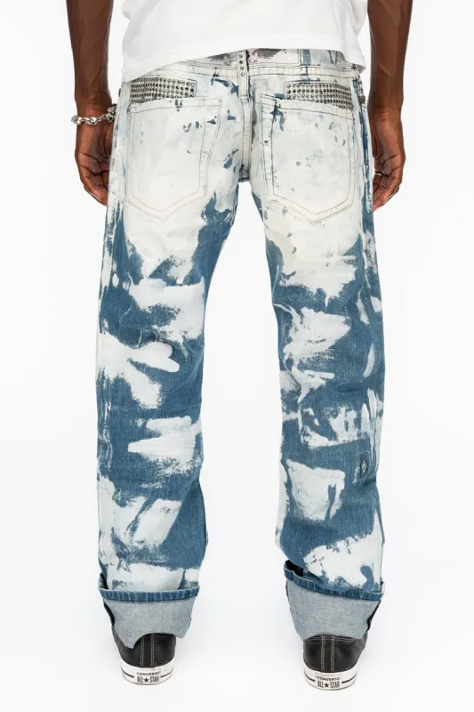 MENS STRAIGHT CUT JEANS WITH CRYSTALS IN WYOMING WHITE sold by Robin's Jean