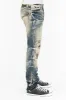 CROSSED OUT LONG FLAP MENS JEANS IN 4D DARK BROKEN WITH CRYSTALS sold by Robin's Jean