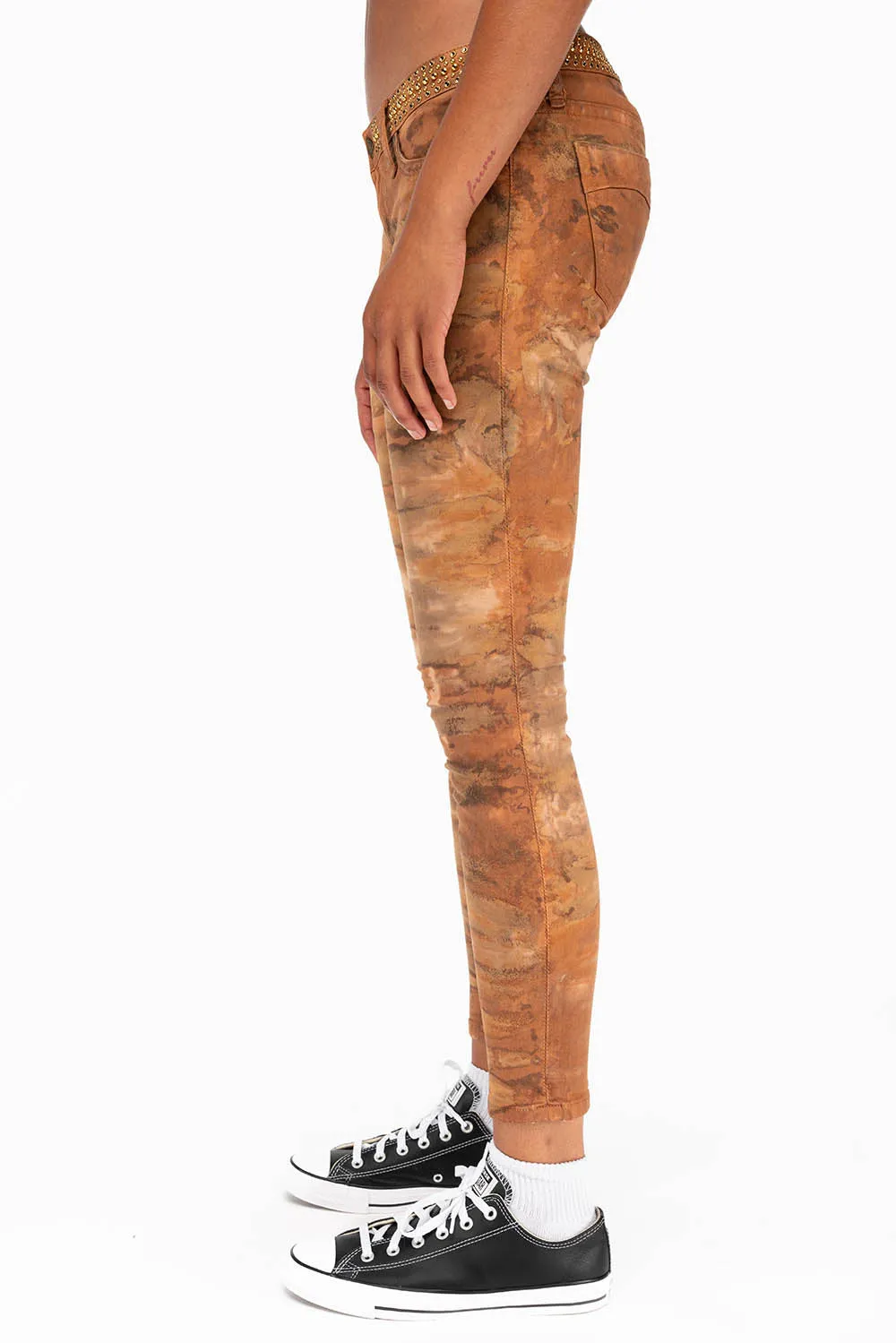 SKINNY JEANS IN MUD BROWN WITH STUDS AND SW sold by Robin's Jean product image thumbnail 2