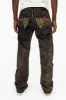 MENS LONG FLAP STRAIGHT CUT JEANS WITH CRYSTALS IN AERO BLACK sold by Robin's Jean