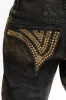 MENS LONG FLAP STRAIGHT CUT JEANS WITH CRYSTALS IN AERO BLACK sold by Robin's Jean