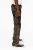 MENS LONG FLAP STRAIGHT CUT JEANS WITH CRYSTALS IN AERO BLACK sold by Robin's Jean
