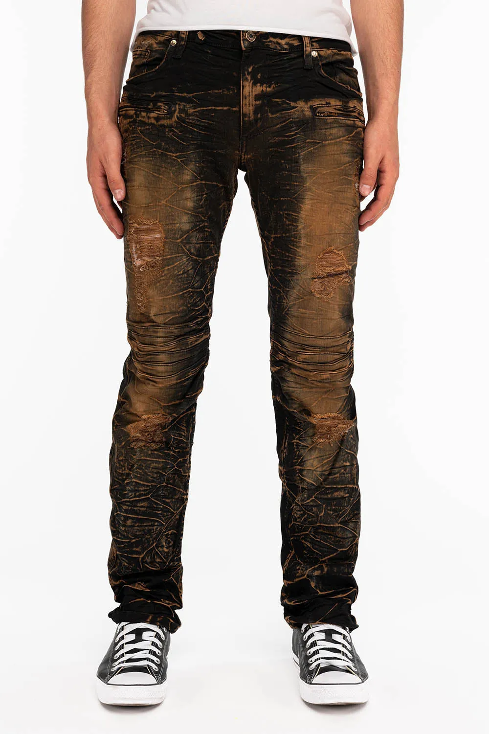 MOTO BIKER MEN'S SLIM STRAIGHT LEG EANS IN 4D DARK OXIDO sold by Robin's Jean