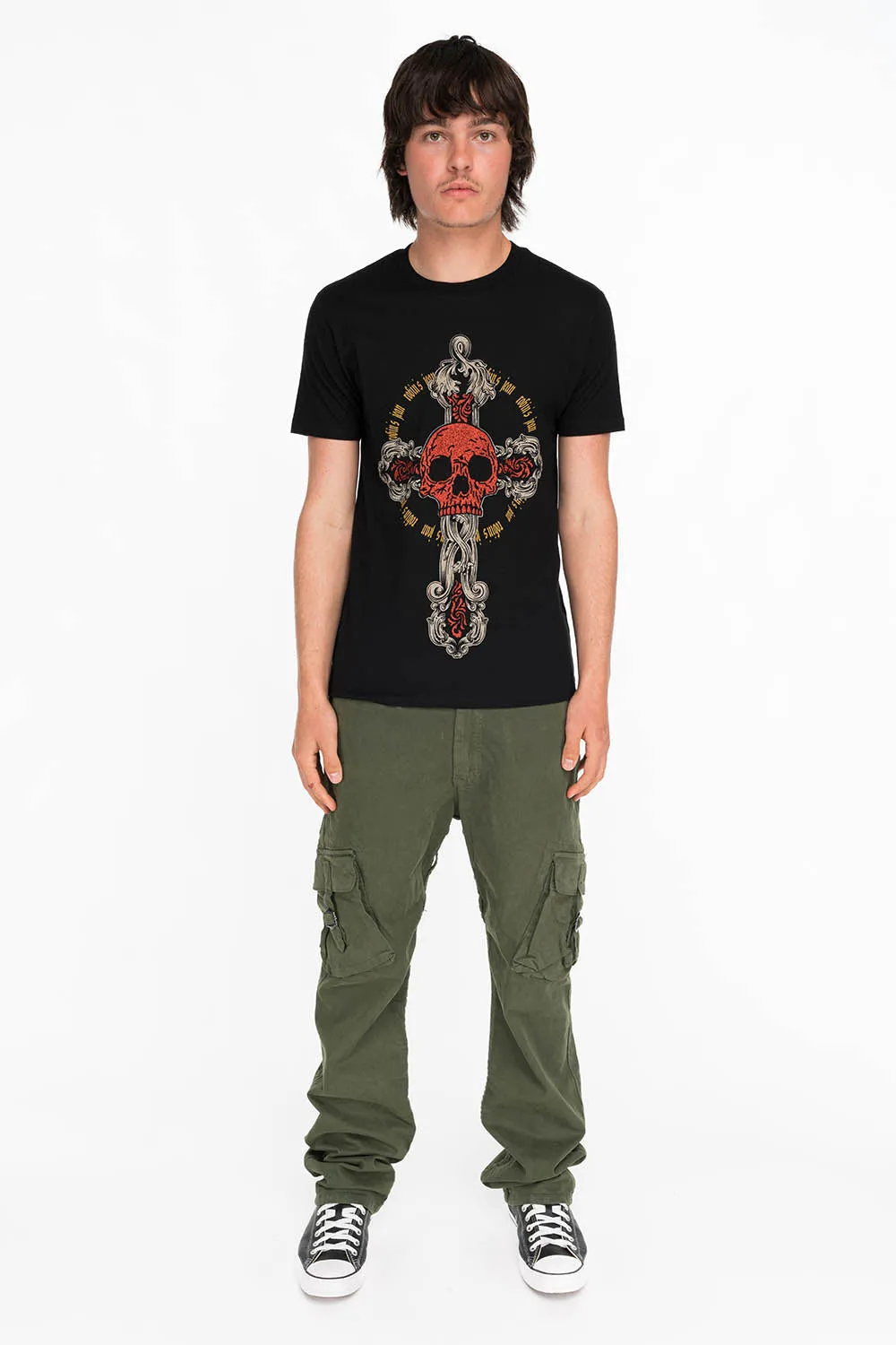 SKULL AND CROSS TEE IN BLACK sold by Robin's Jean product image thumbnail 3