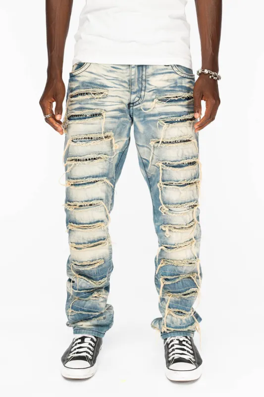ROBIN'S VINTAGE EDITION RIPPED JEANS WITH CRYSTALS IN OMAHA WASH sold by Robin's Jean