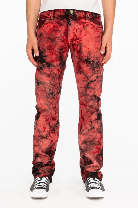 CLASSIC STRAIGHT LEG JEANS IN RED APACHE TIE DYE WASH sold by Robin's Jean