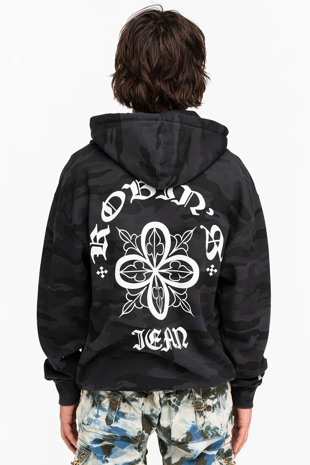 ORNATE HOODIE IN BLACK CAMO sold by Robin's Jean