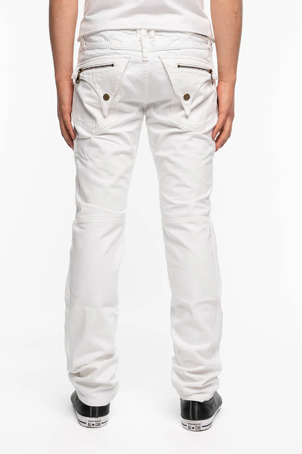 MINI FLAP MENS BIKER JEANS IN WHITE sold by Robin's Jean product image thumbnail 2