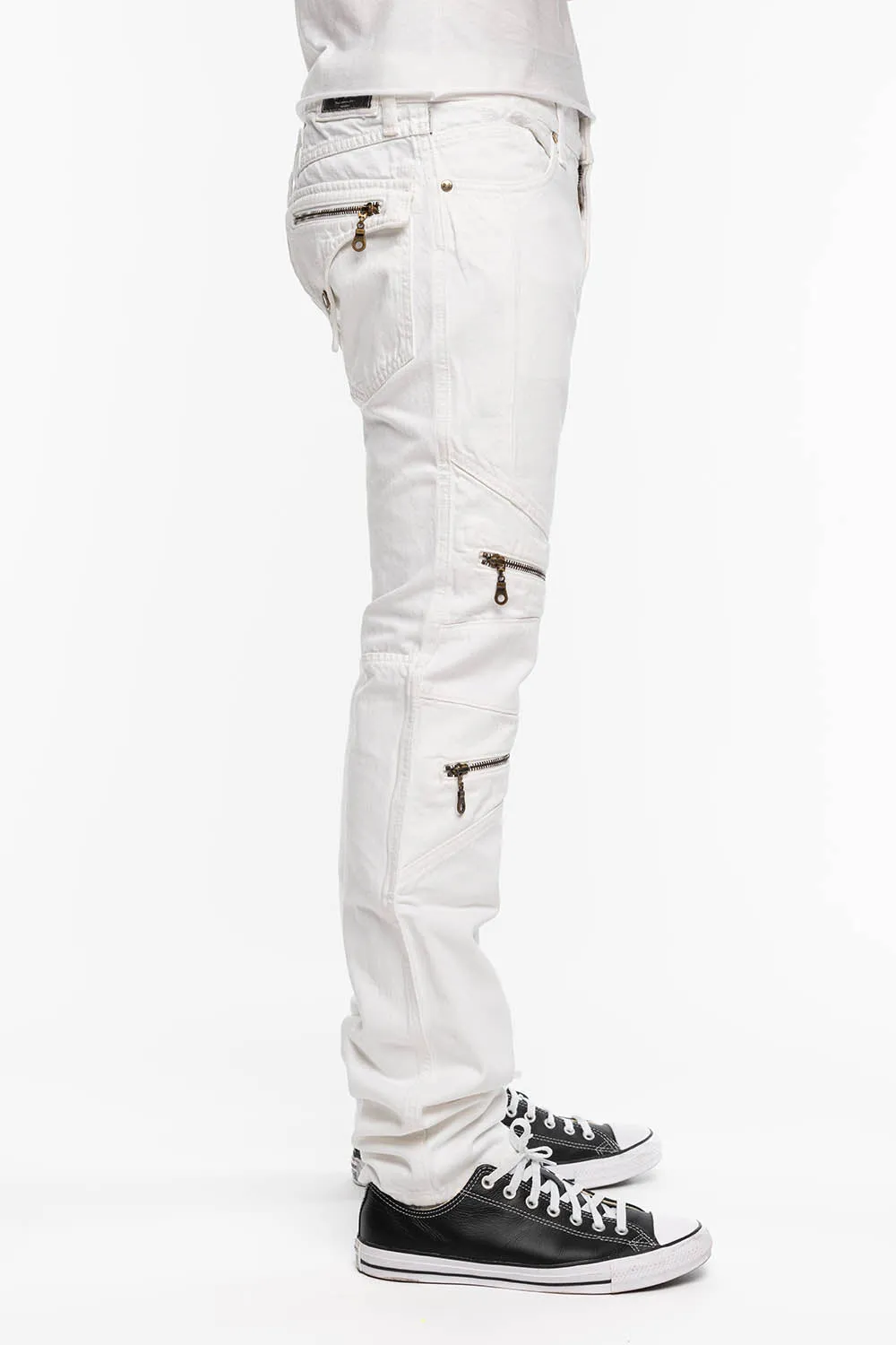 MINI FLAP MENS BIKER JEANS IN WHITE sold by Robin's Jean product image thumbnail 3