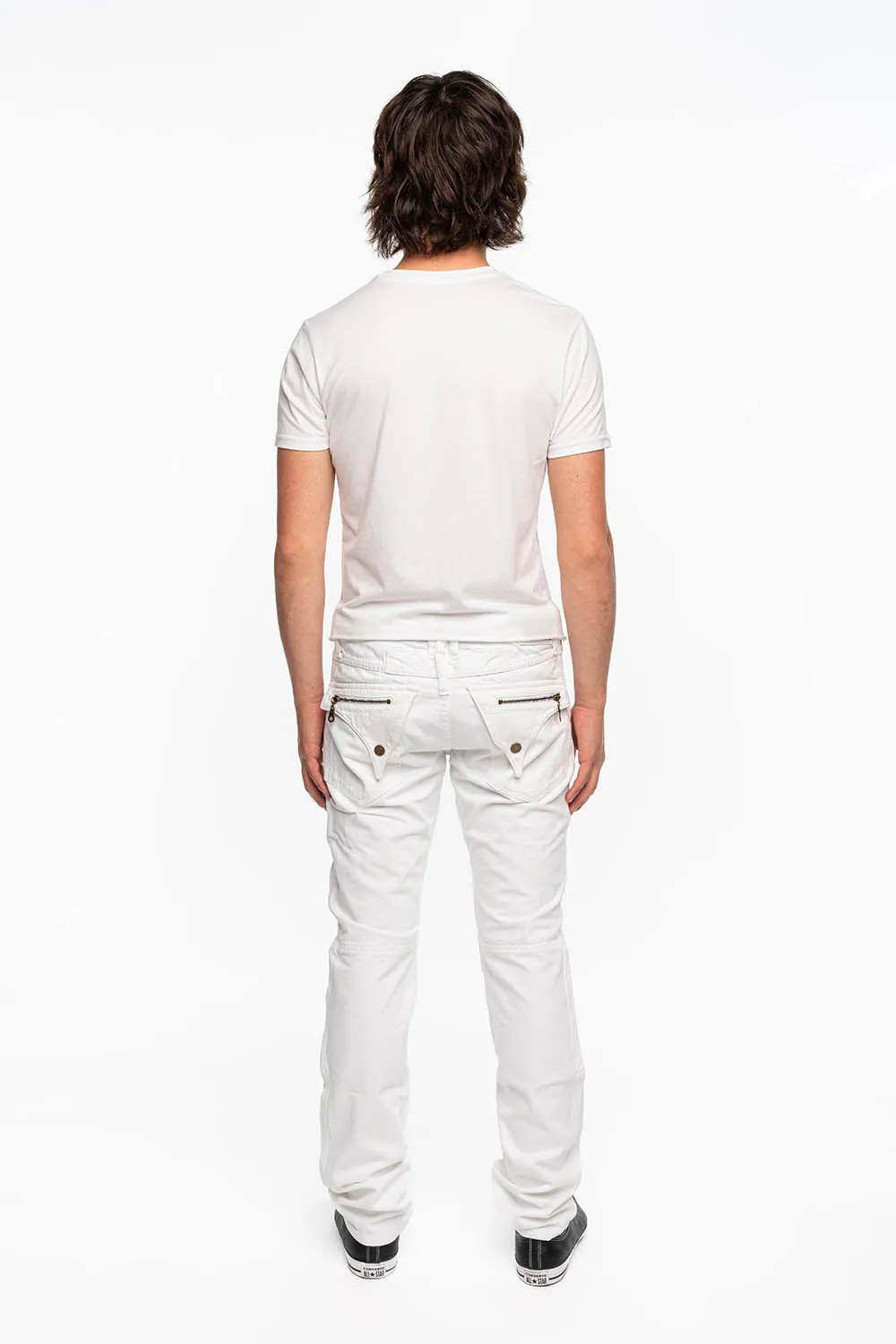 MINI FLAP MENS BIKER JEANS IN WHITE sold by Robin's Jean product image thumbnail 5