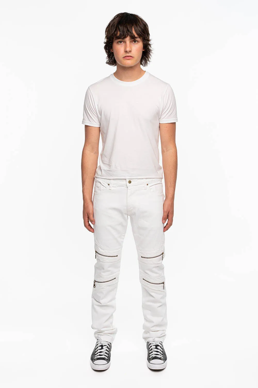 MINI FLAP MENS BIKER JEANS IN WHITE sold by Robin's Jean product image thumbnail 4