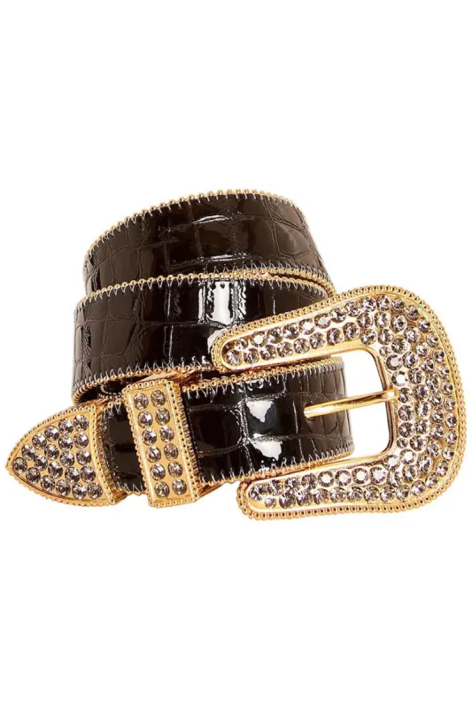 ROBIN'S JEAN CRYSTAL BELT IN BLACK WITH BLK DIAMOND CRYSTALS sold by Robin's Jean