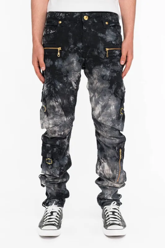 MILITARY STYLE CARGO IN BLACK TIE DYE sold by Robin's Jean